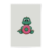 Cute Dinosaur Photographic Prints, Dinosaur Art, Dinosaur with Donut, Kids Room Decor, Nursery Wall Art, Dinosaur Lover Gift - Tawshia